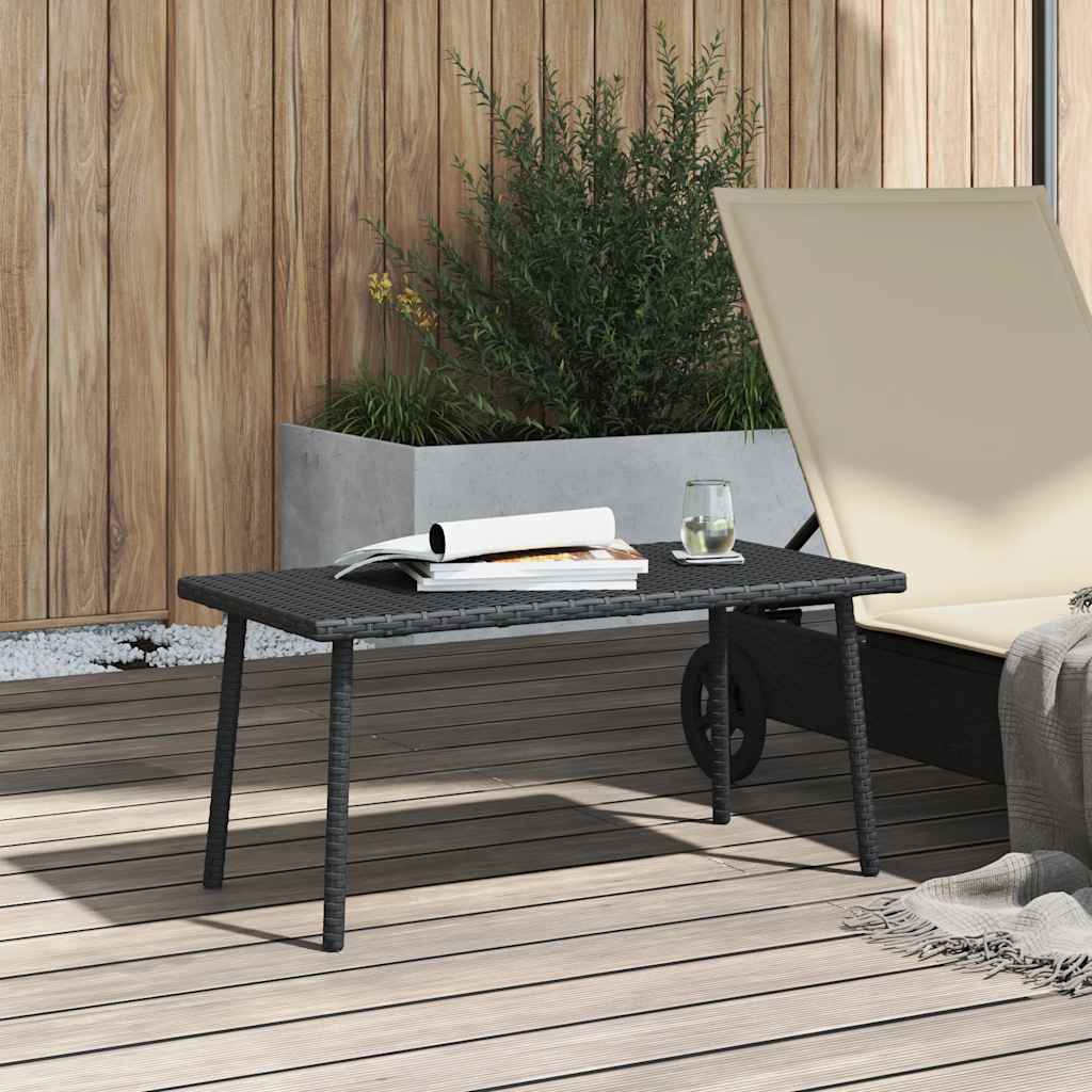 vidaXL Mesa centro jardín rectangular negra 80x40x37cm ratán sintético