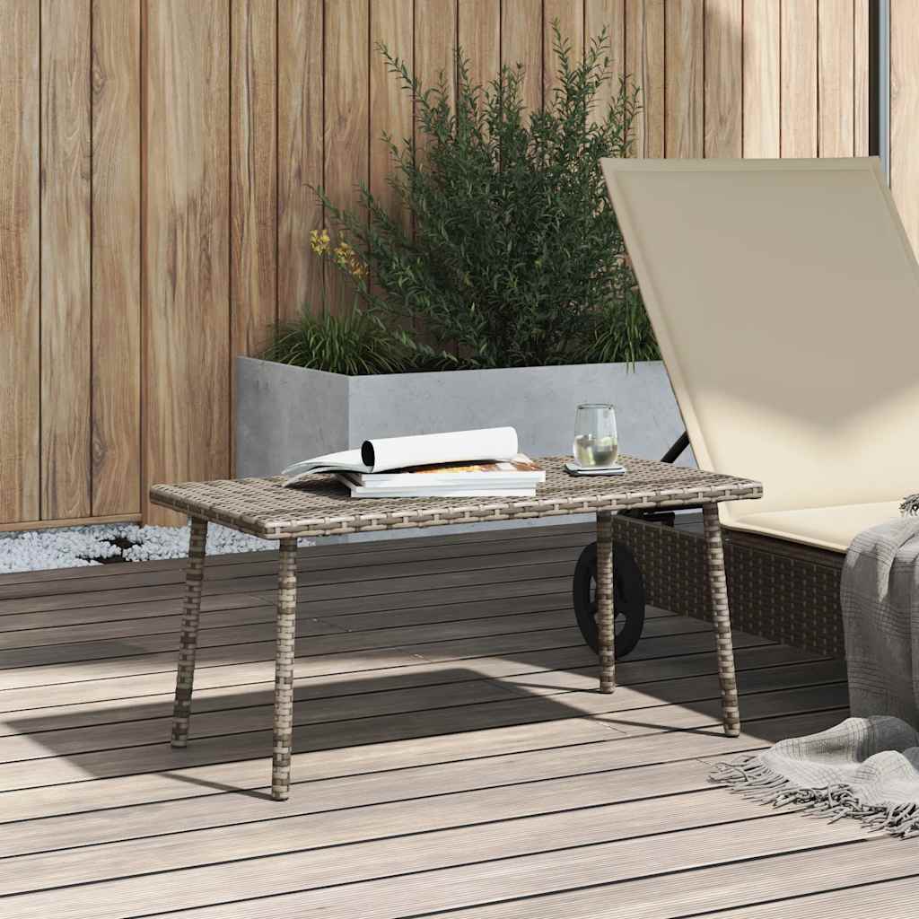 vidaXL Mesa centro jardín rectangular gris 80x40x37cm ratán sintético