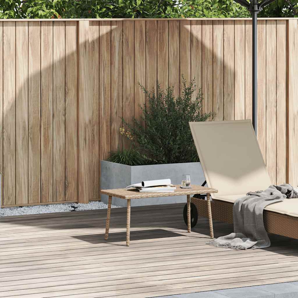 vidaXL Mesa centro jardín rectangular beige 80x40x37cm ratán sintético