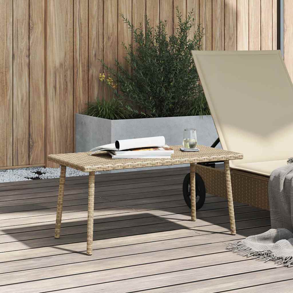 vidaXL Mesa centro jardín rectangular beige 80x40x37cm ratán sintético