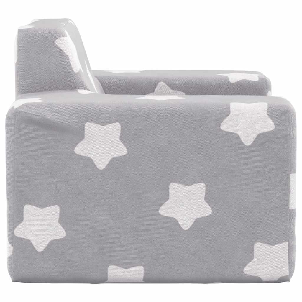 vidaXL Sofá para niños felpa suave gris claro con estrellas