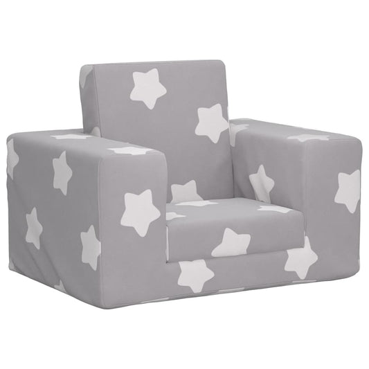 vidaXL Sofá cama infantil felpa suave gris claro con estrellas