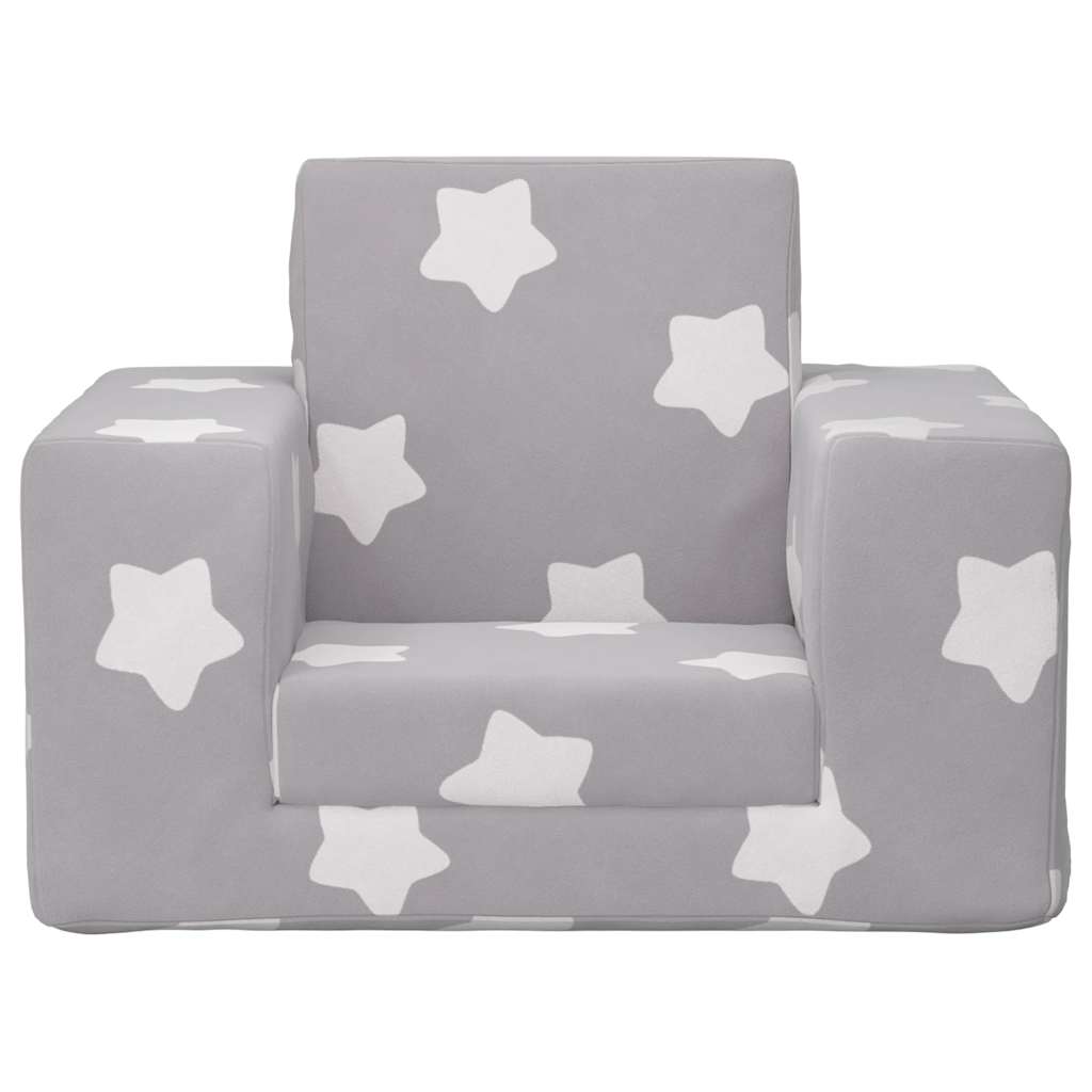 vidaXL Sofá cama infantil felpa suave gris claro con estrellas