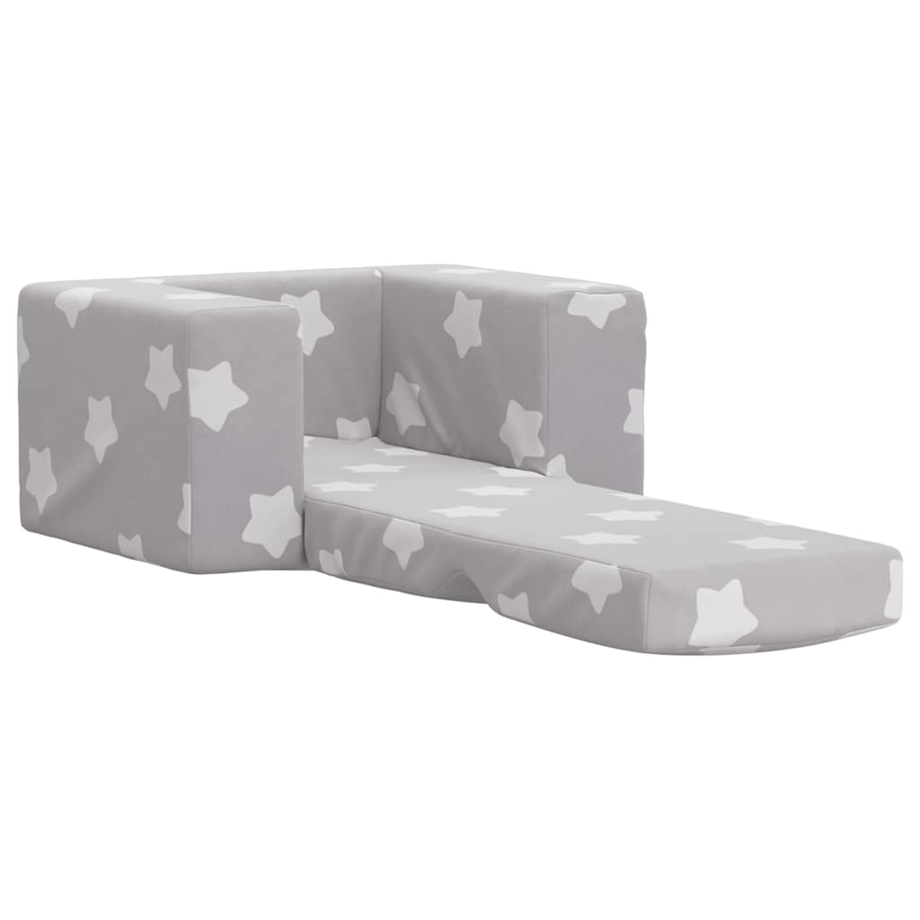 vidaXL Sofá cama infantil felpa suave gris claro con estrellas