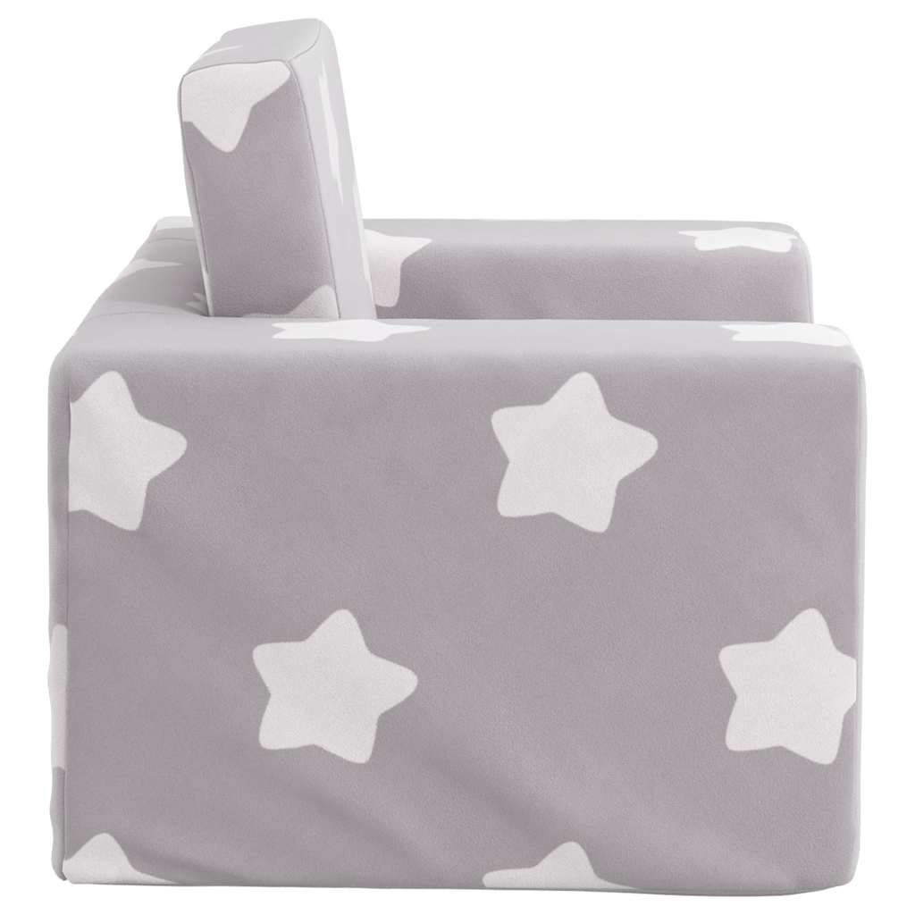 vidaXL Sofá cama infantil felpa suave gris claro con estrellas