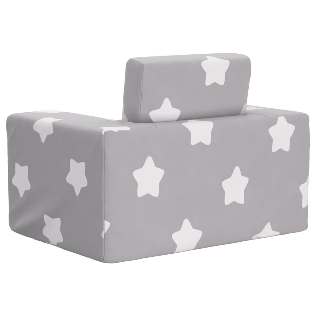 vidaXL Sofá cama infantil felpa suave gris claro con estrellas