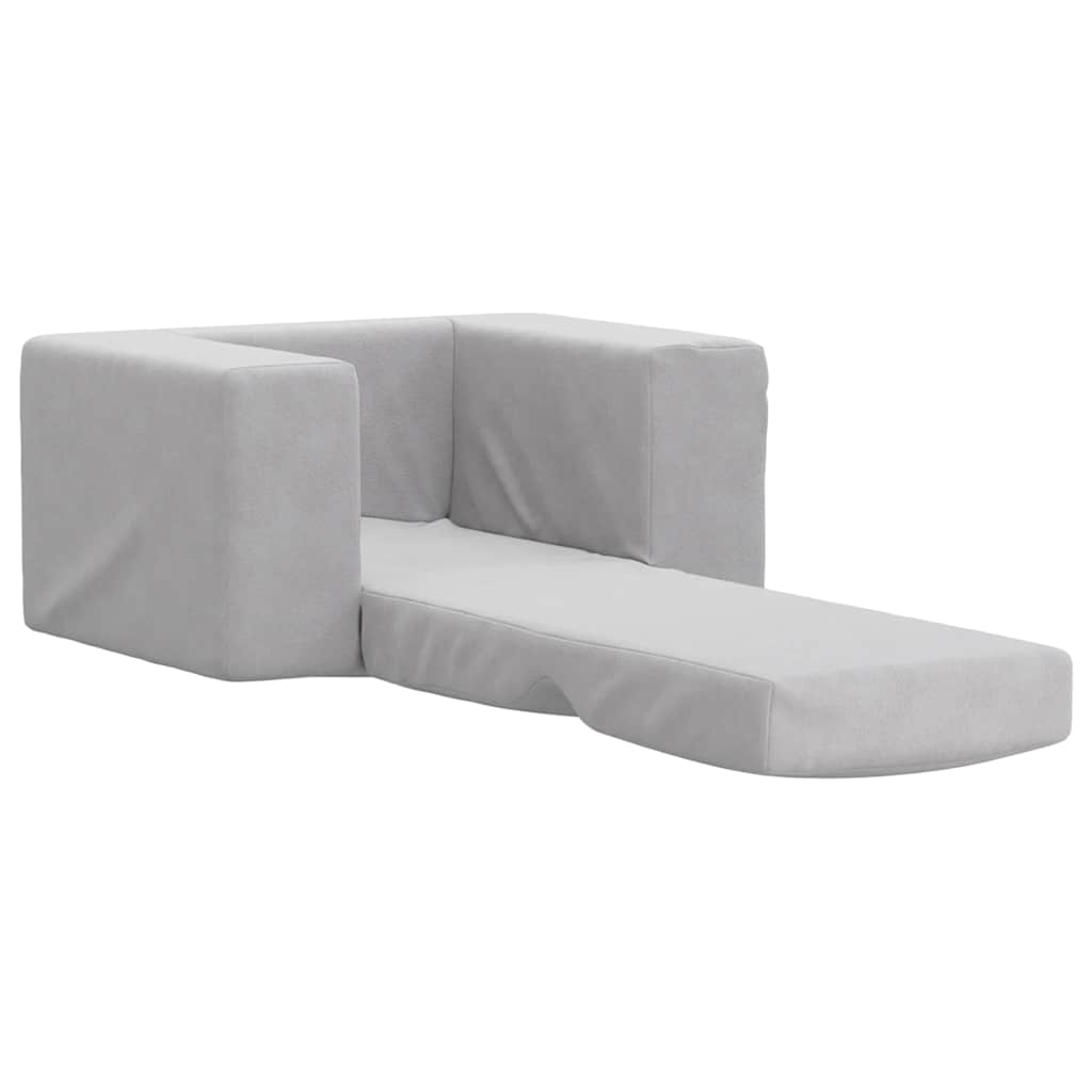 vidaXL Sofá cama infantil felpa suave gris claro