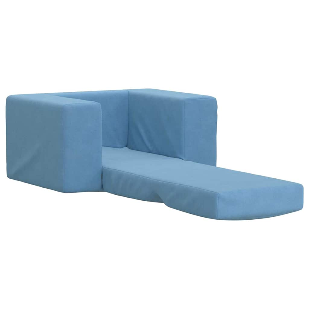 vidaXL Sofá cama infantil felpa suave azul