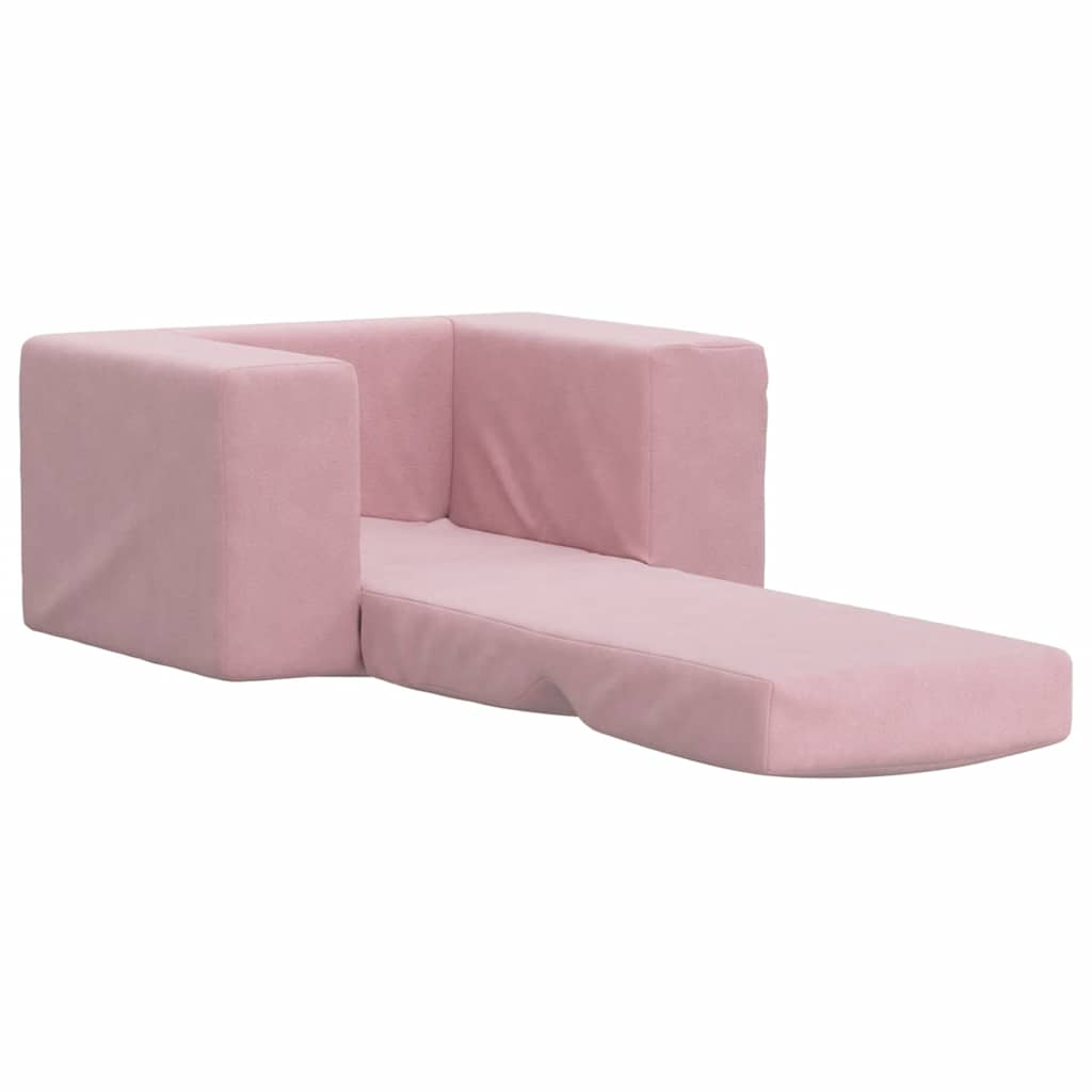 vidaXL Sofá cama para niños felpa suave rosa