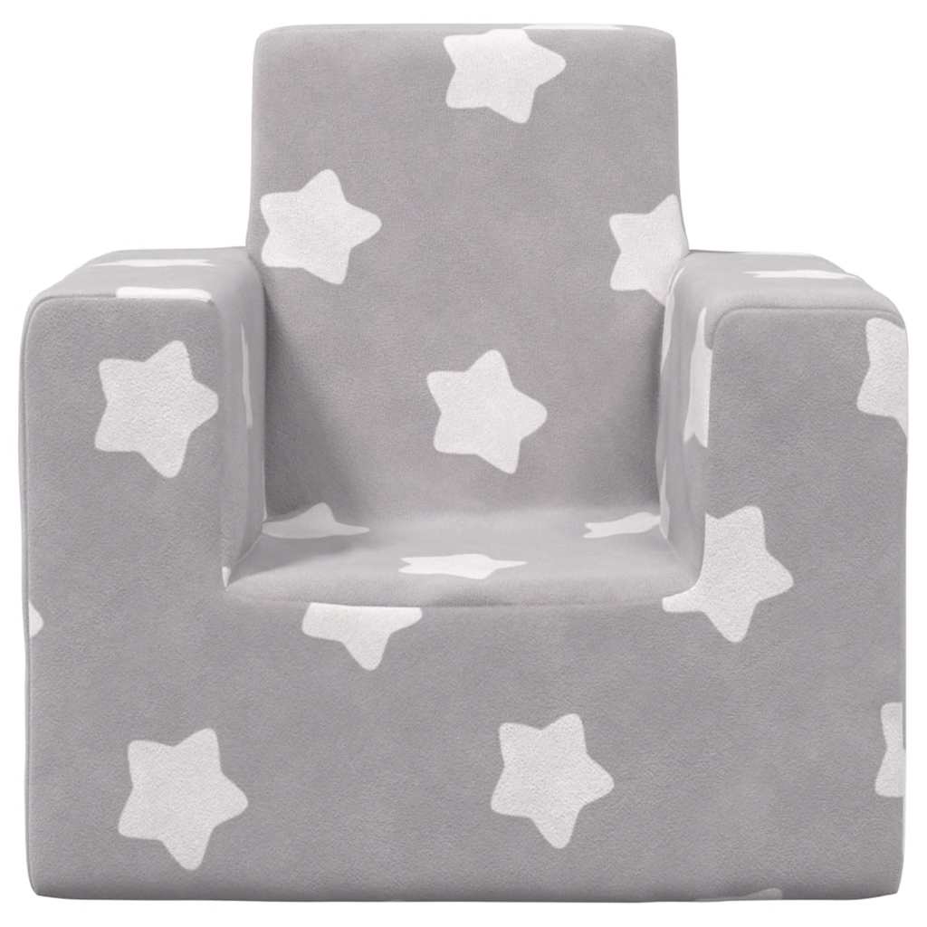 vidaXL Sofá para niños felpa suave gris claro con estrellas