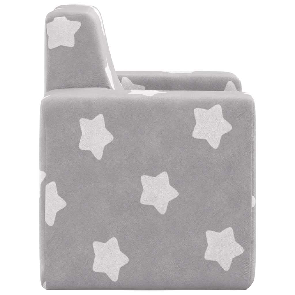 vidaXL Sofá para niños felpa suave gris claro con estrellas