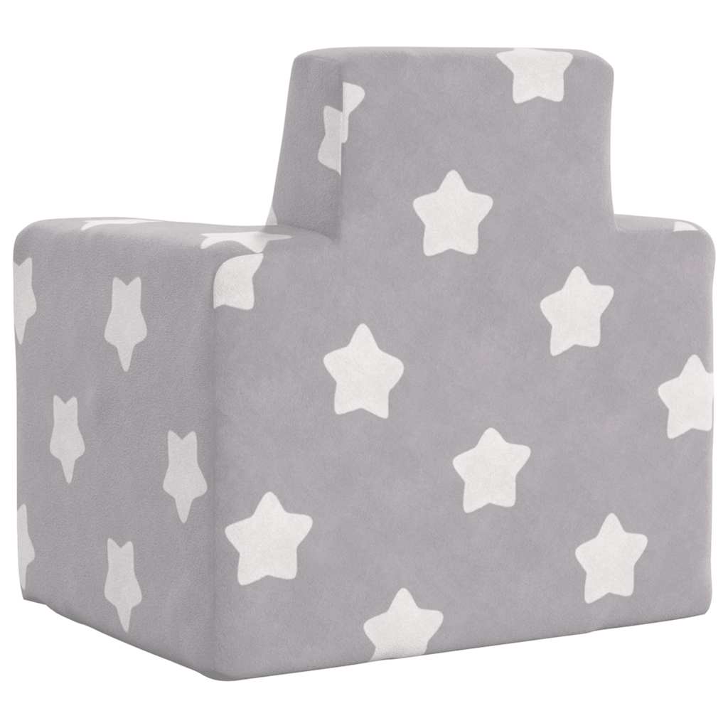 vidaXL Sofá para niños felpa suave gris claro con estrellas