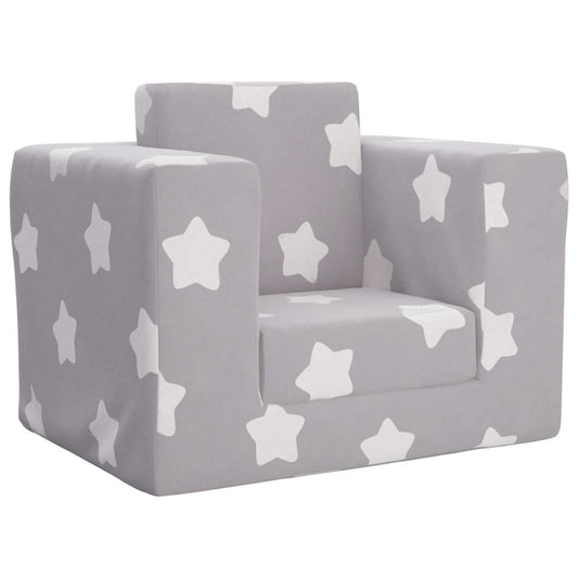 vidaXL Sofá cama infantil felpa suave gris claro con estrellas