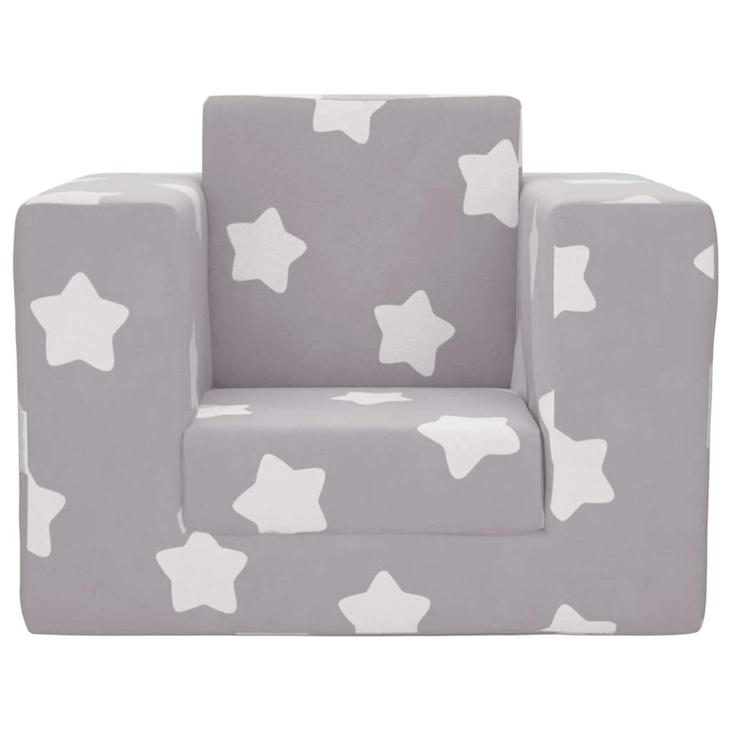 vidaXL Sofá cama infantil felpa suave gris claro con estrellas