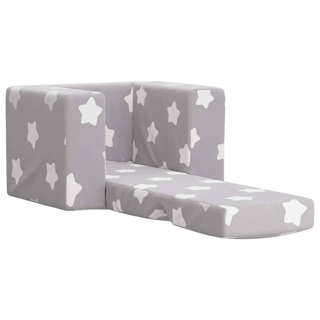 vidaXL Sofá cama infantil felpa suave gris claro con estrellas