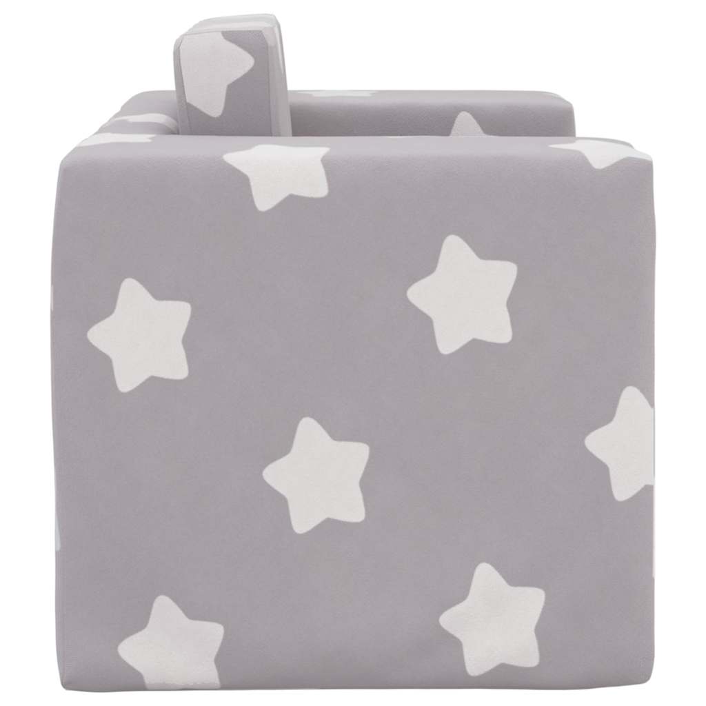 vidaXL Sofá cama infantil felpa suave gris claro con estrellas