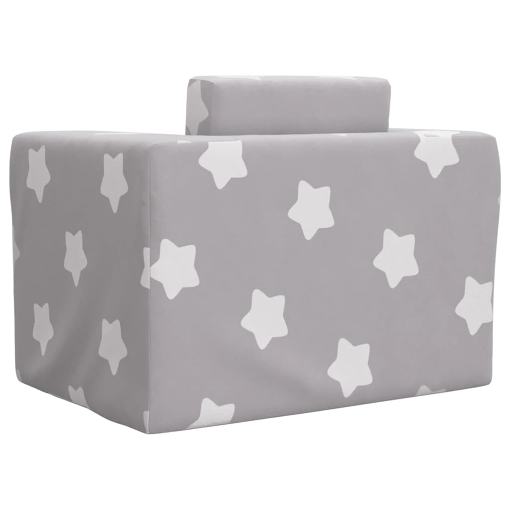 vidaXL Sofá cama infantil felpa suave gris claro con estrellas