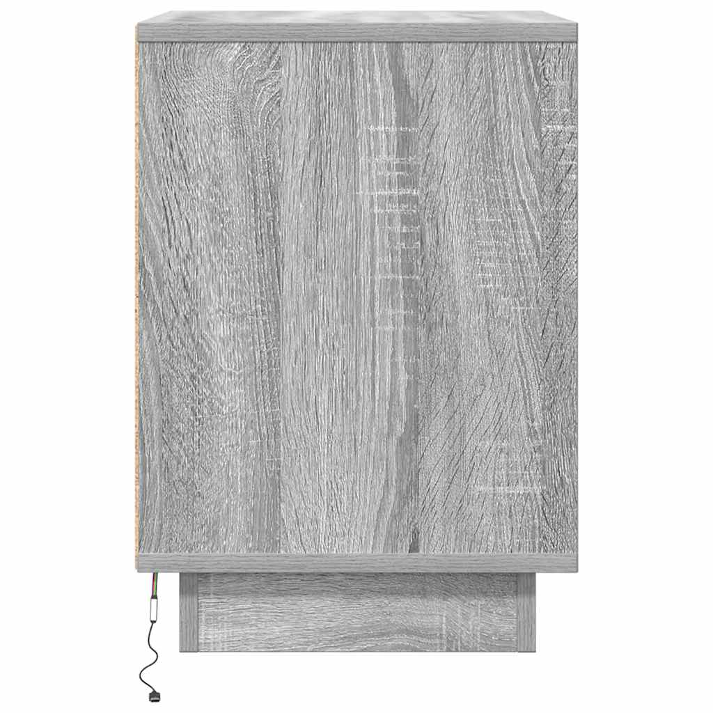 vidaXL Mesilla de noche con luces LED Sonoma gris 38x34x50 cm