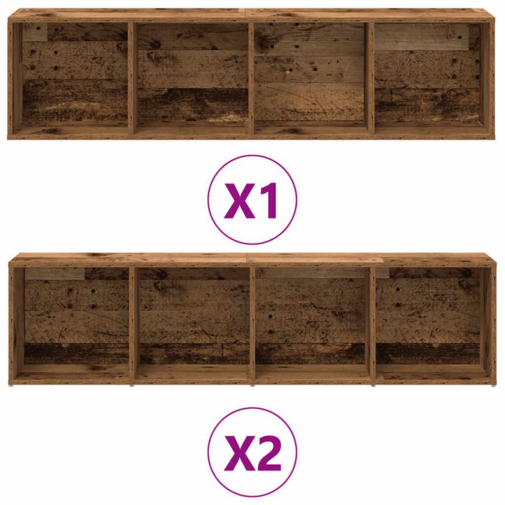 vidaXL Estantería para libros 3 uds madera vieja madera de ingeniería