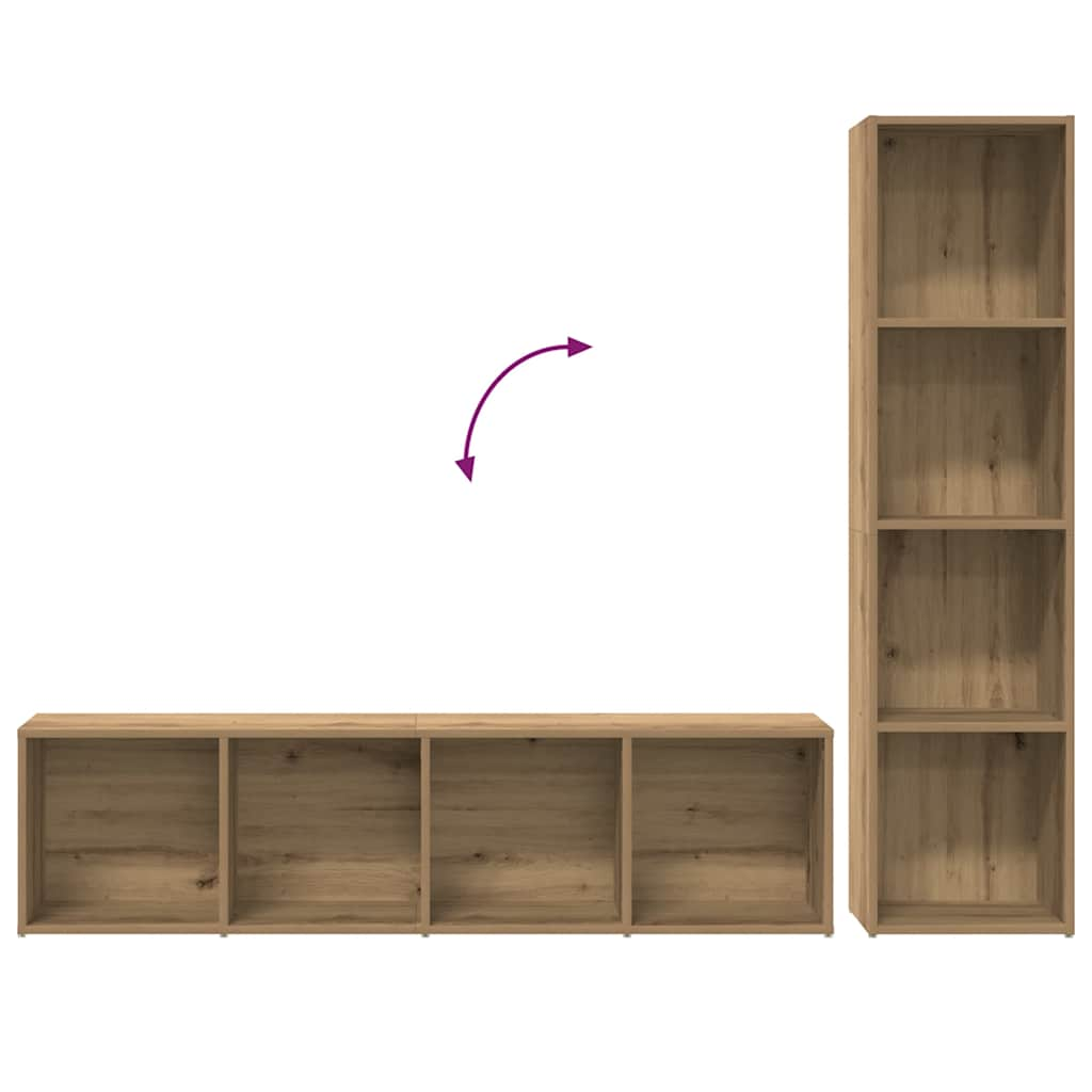 vidaXL Estanterías para libros 3 uds madera ingeniería roble artesanal