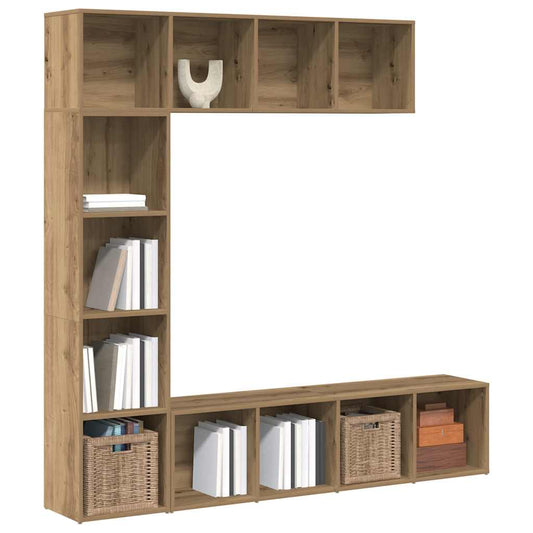 vidaXL Estanterías para libros 3 uds madera ingeniería roble artesanal