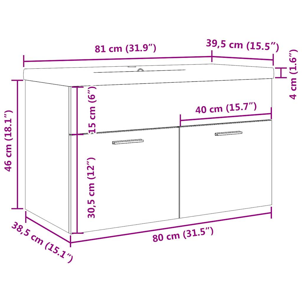 vidaXL Juego de muebles de baño 2 piezas madera ingeniería envejecida