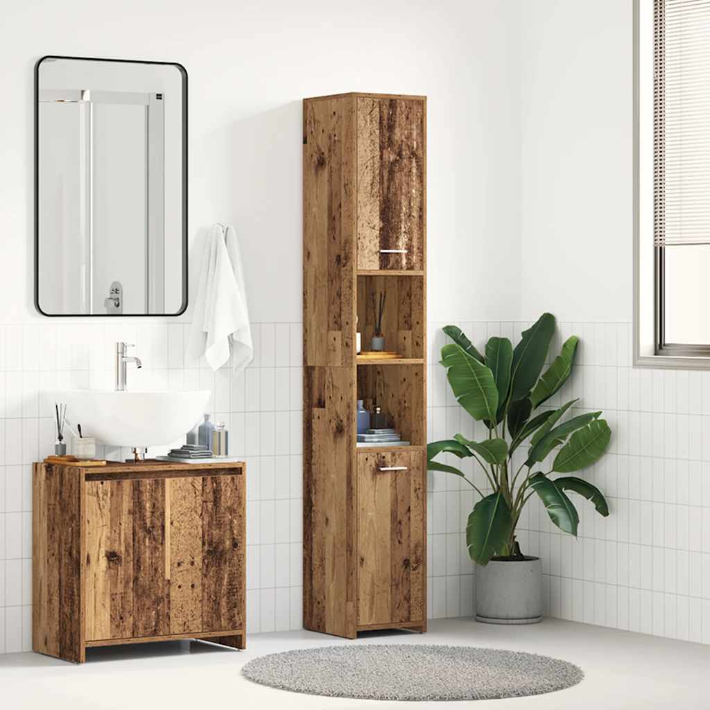 vidaXL Armario de baño madera de ingeniería envejecida 30x30x183,5 cm