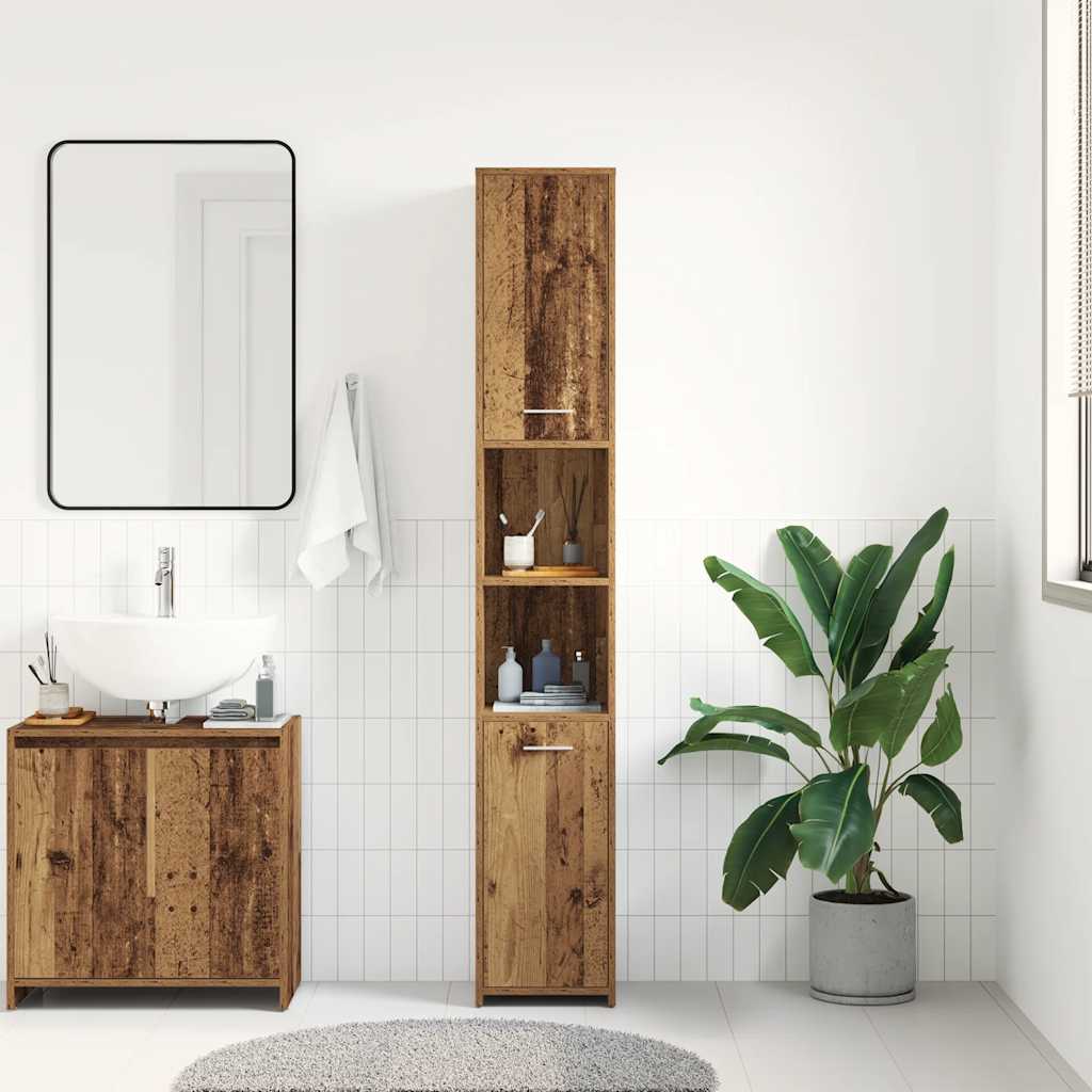 vidaXL Armario de baño madera de ingeniería envejecida 30x30x183,5 cm