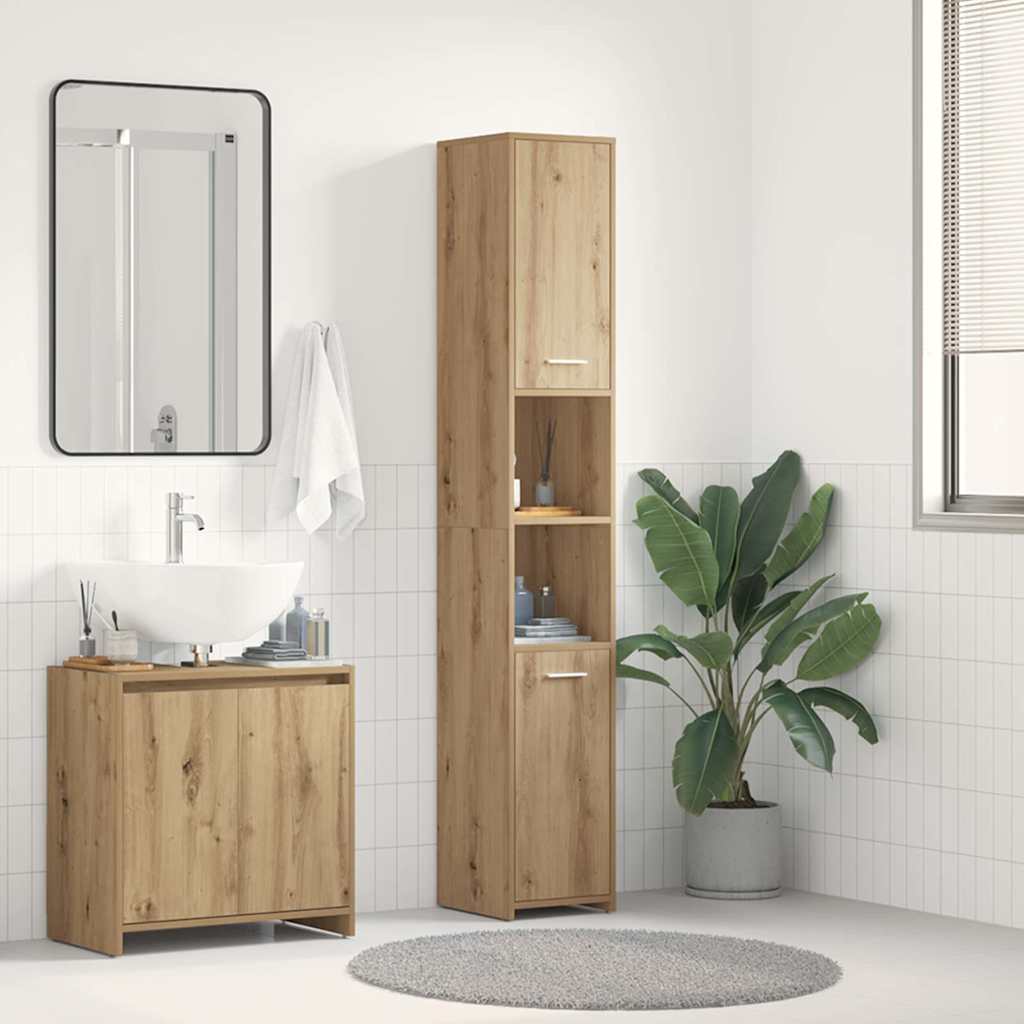 vidaXL Armario de baño madera ingeniería roble artisan 30x30x183,5 cm