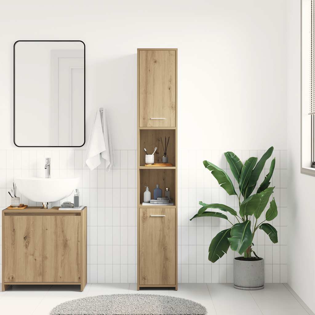 vidaXL Armario de baño madera ingeniería roble artisan 30x30x183,5 cm