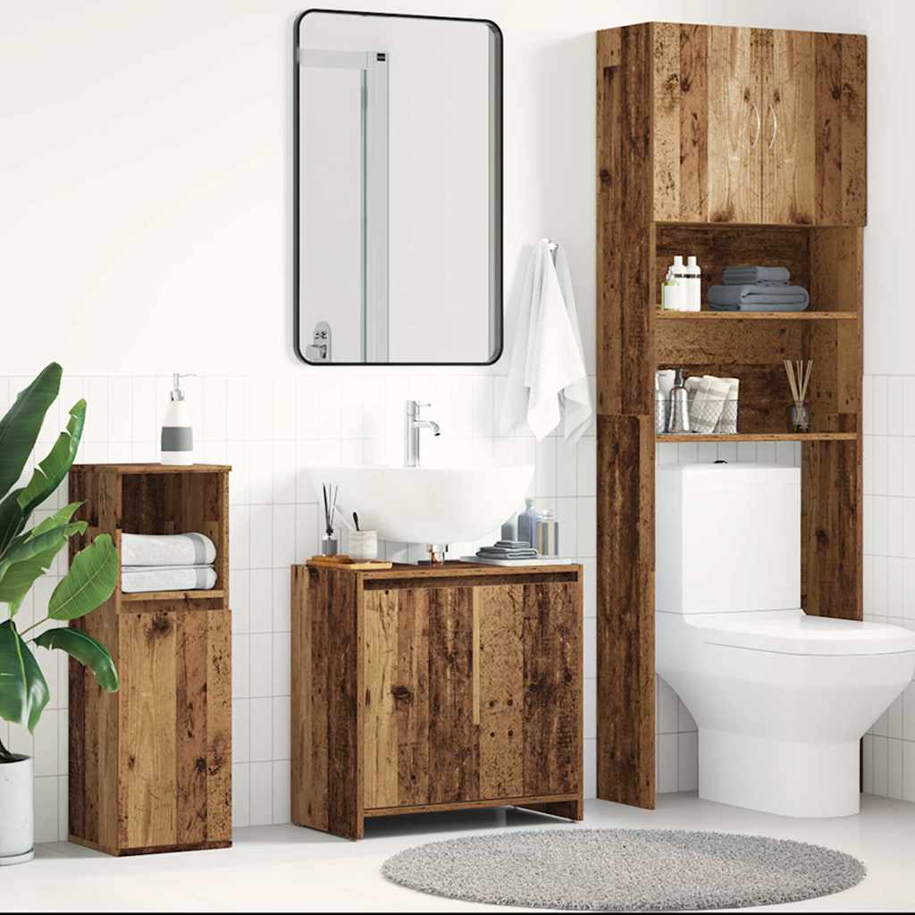 vidaXL Armario para lavabo de baño madera ingeniería envejecida