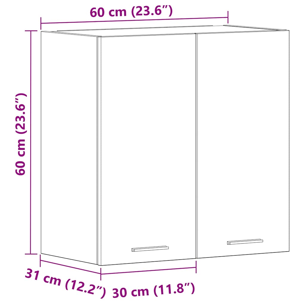 vidaXL Armario de pared de cocina de madera vieja 60x31x60 cm