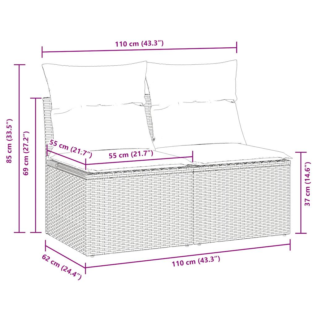 vidaXL Set sofás jardín y cojines 2 pzas ratán sintético acacia beige