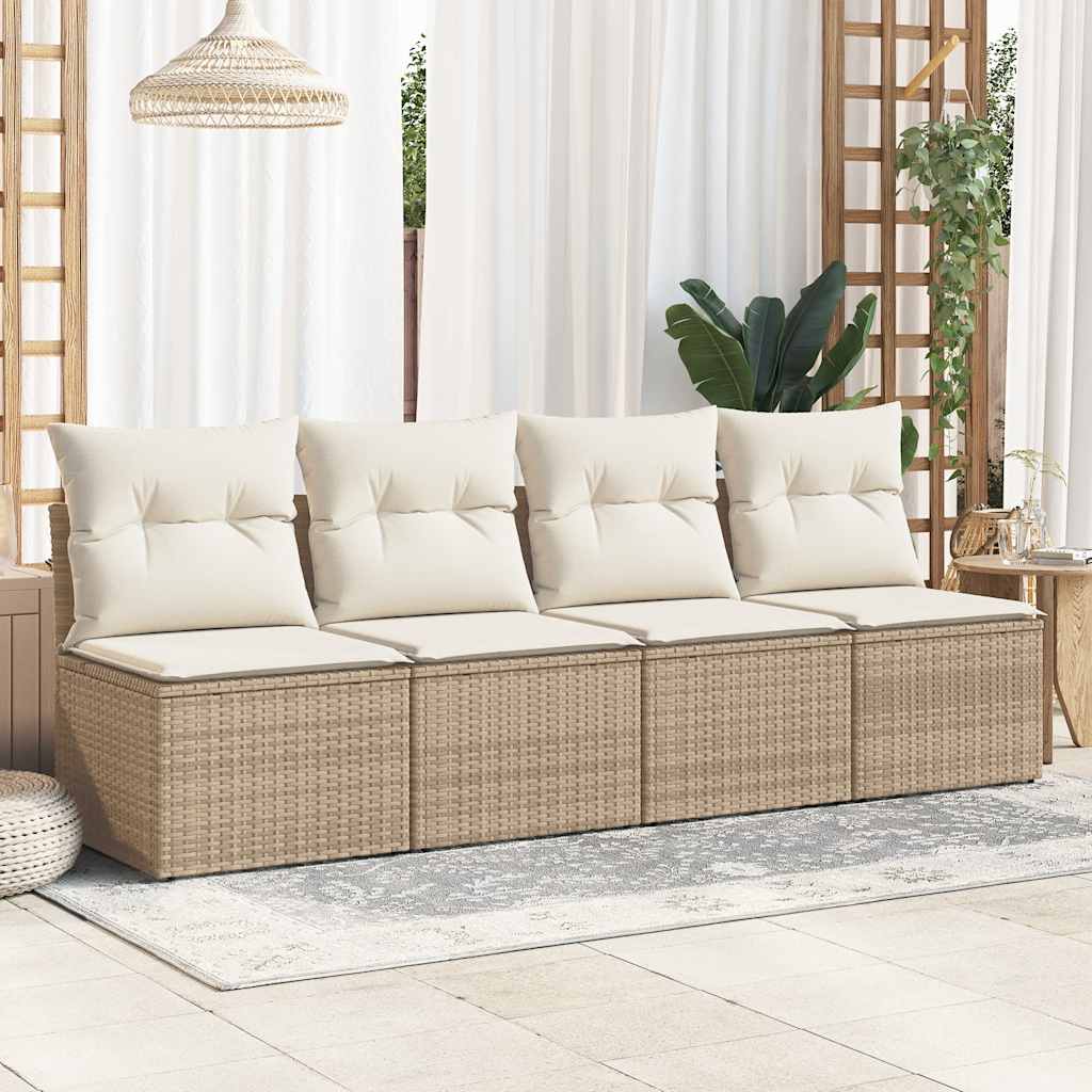 vidaXL Set sofás jardín y cojines 2 pzas ratán sintético acacia beige