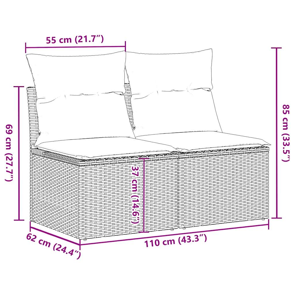 vidaXL Set sofás jardín y cojines 2 pzas ratán sintético acacia beige