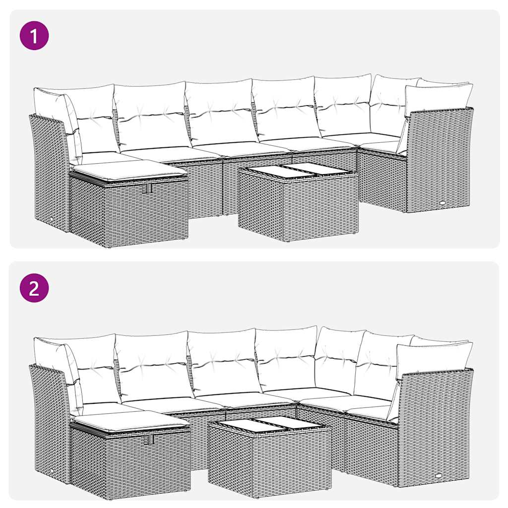 vidaXL Set sofás de jardín 8 piezas y cojines ratán sintético marrón