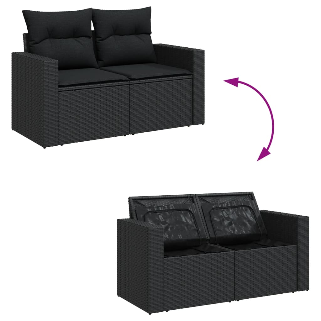 vidaXL Set de muebles de jardín 5 pzas y cojines ratán sintético negro