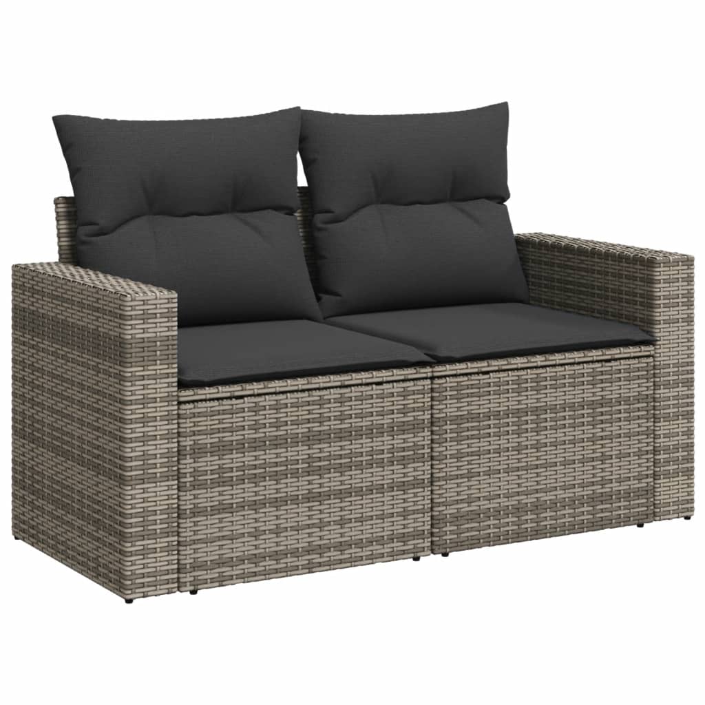 vidaXL Set de muebles de jardín 6 pzas y cojines ratán sintético gris