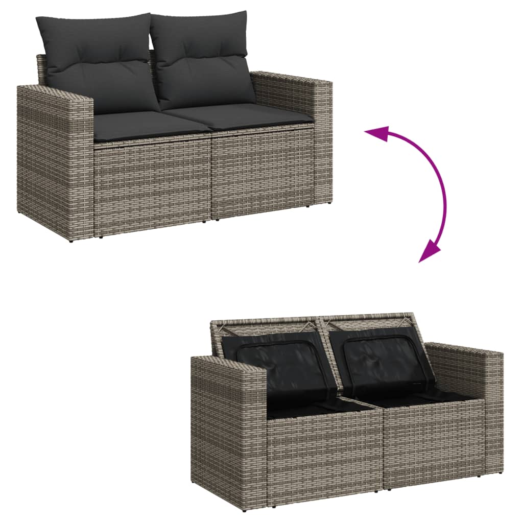 vidaXL Set de muebles de jardín 6 pzas y cojines ratán sintético gris