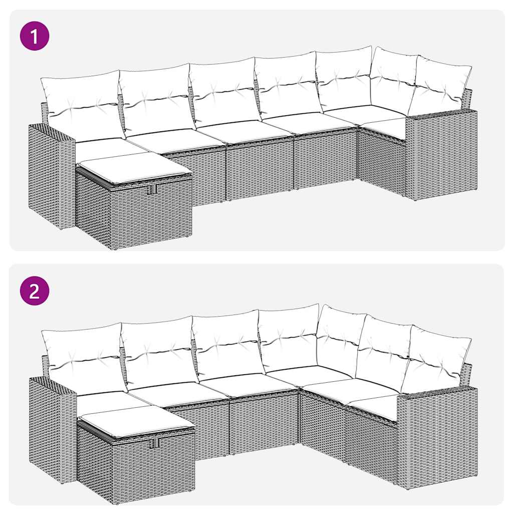 vidaXL Set sofás de jardín 7 piezas y cojines ratán sintético beige