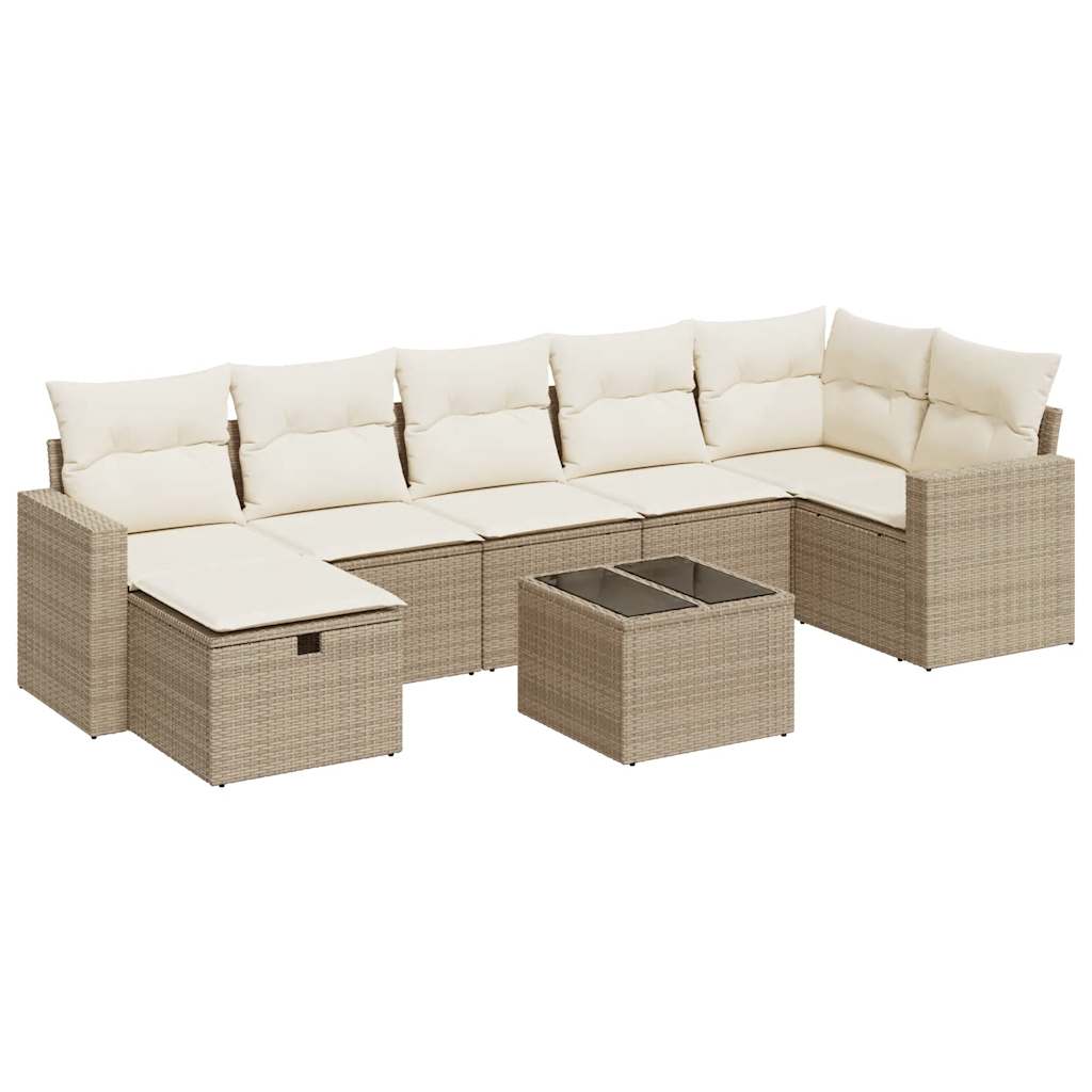 vidaXL Set de sofás de jardín y cojines 8 piezas ratán sintético beige