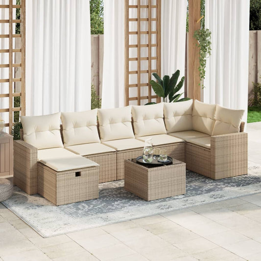 vidaXL Set de sofás de jardín y cojines 8 piezas ratán sintético beige