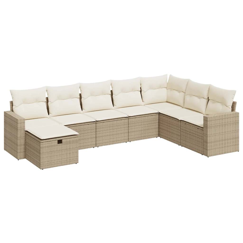 vidaXL Set de sofás de jardín y cojines 8 piezas ratán sintético beige