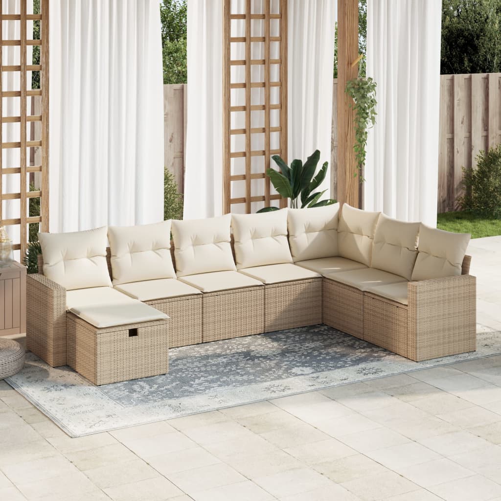 vidaXL Set de sofás de jardín y cojines 8 piezas ratán sintético beige