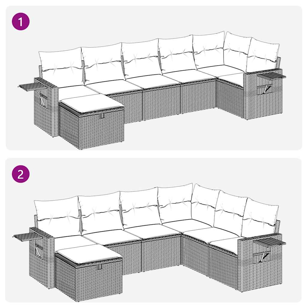 vidaXL Set sofás de jardín 7 piezas y cojines ratán sintético beige