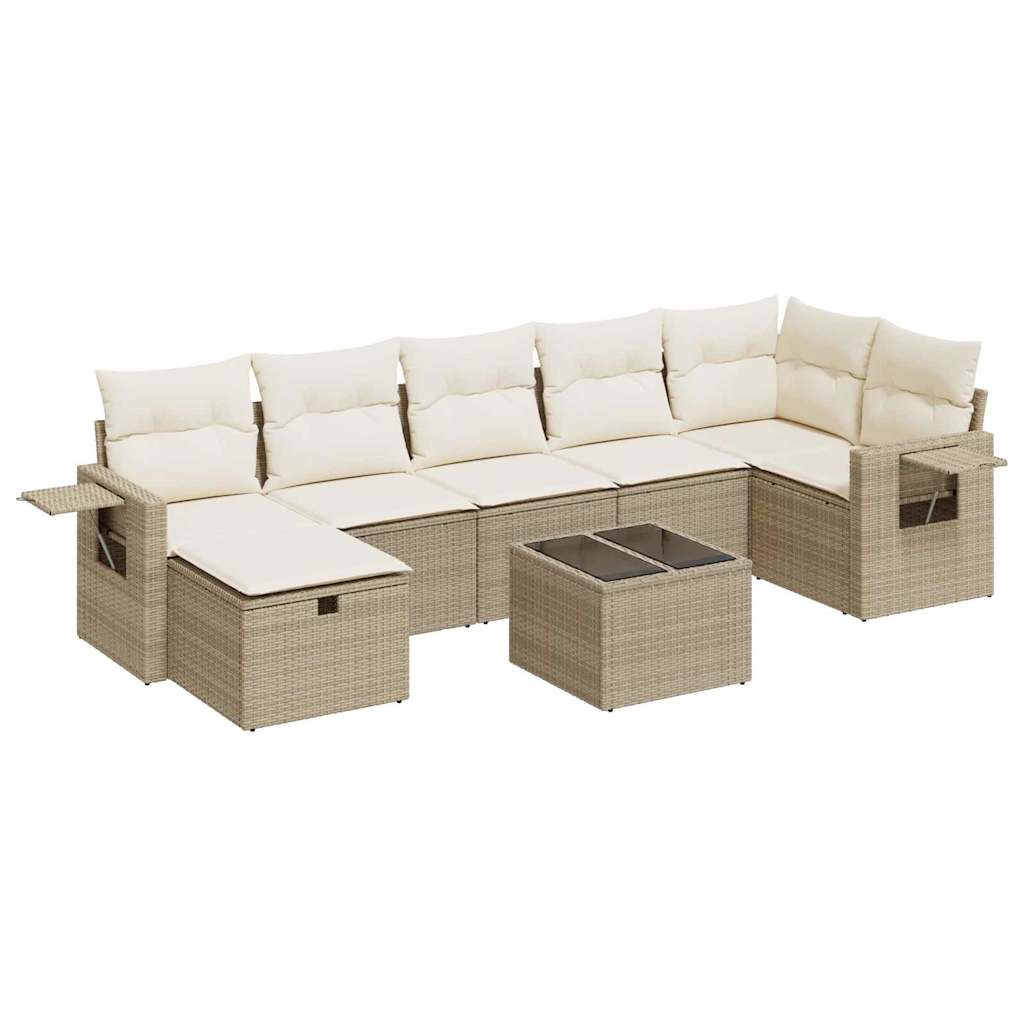 vidaXL Set de sofás de jardín y cojines 8 piezas ratán sintético beige