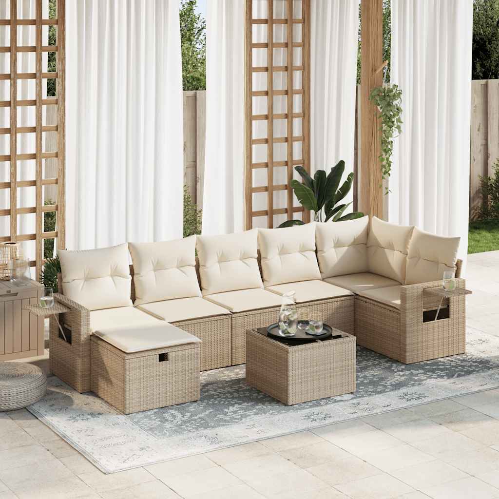 vidaXL Set de sofás de jardín y cojines 8 piezas ratán sintético beige