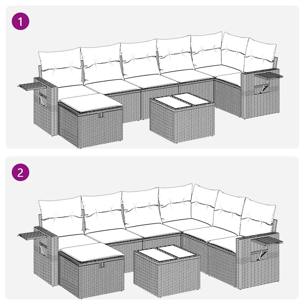 vidaXL Set de sofás de jardín 8 pzas y cojines ratán sintético gris