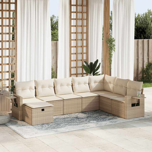 vidaXL Set de sofás de jardín y cojines 8 piezas ratán sintético beige