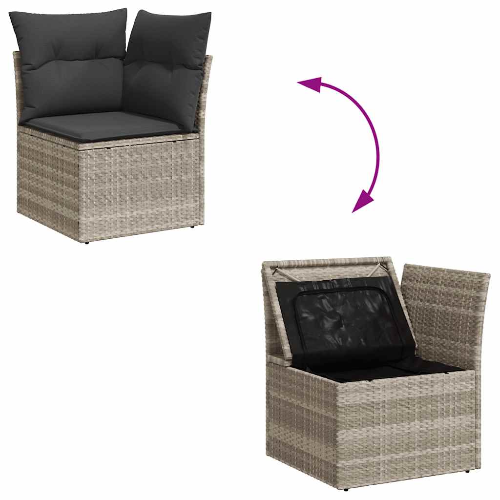 vidaXL Set muebles jardín 9 pzas y cojines ratán sintético gris claro